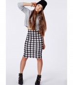 ANNALIESE GINGHAM CHECK MIDI SKIRT